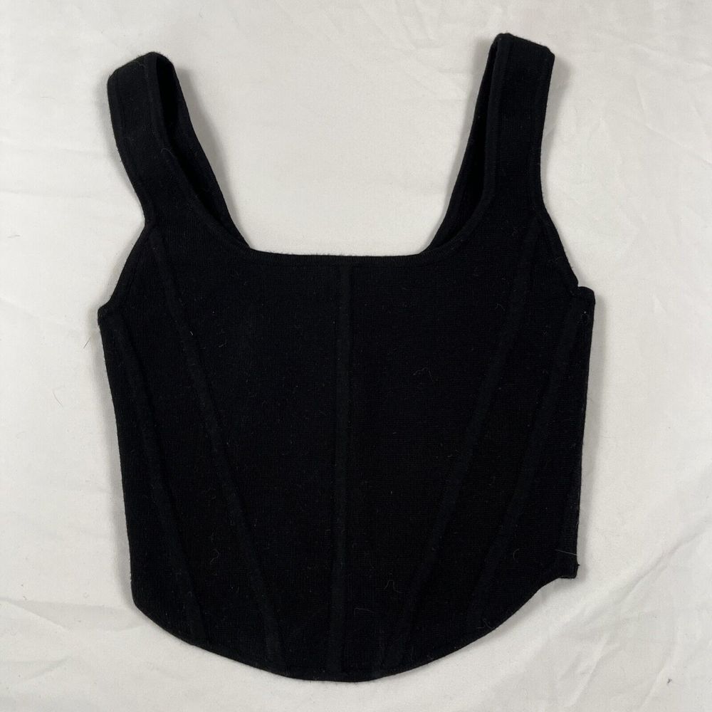 Wilfred Women Tank Size XS Black Crop Bustier Look Basic Capsule Knit Minimalist